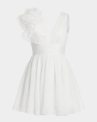 Mac Duggal Ruffled Fit-and-flare Minidress In White