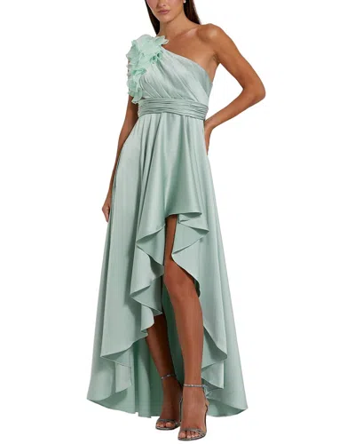 Mac Duggal Ruffled One Shoulder Cut Out Hi-low Gown In Blue