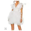 Mac Duggal Womens Ruffled Tulle Cocktail And Party Dress In White