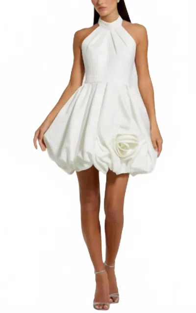 Mac Duggal Satin Bubble Hem Backless Mini Dress In Ivory In Multi