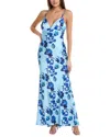 Mac Duggal Satin Gown In Blue