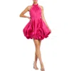 Mac Duggal Halter A-line Mini Dress In Fuchsia