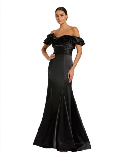 MAC DUGGAL MAC DUGGAL SATIN RUFFLE OFF THE SHOULDER MERMAID GOWN