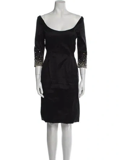 Pre-owned Mac Duggal Scoop Neck Knee-length Dress In Black