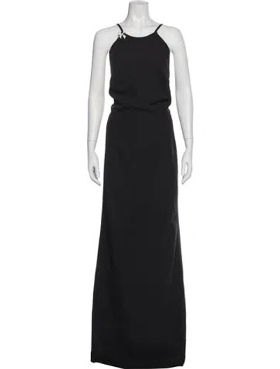 Pre-owned Mac Duggal Scoop Neck Long Dress In Black