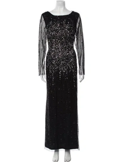 Pre-owned Mac Duggal Scoop Neck Long Dress In Black