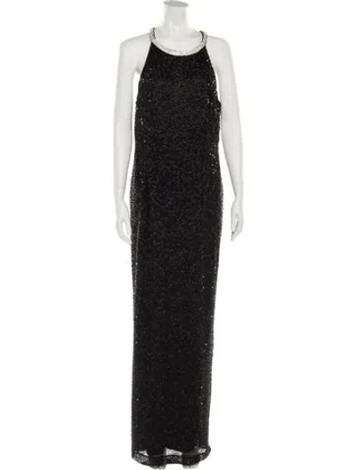 Pre-owned Mac Duggal Scoop Neck Long Dress In Black