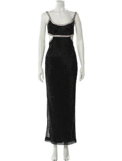Pre-owned Mac Duggal Scoop Neck Long Dress In Black