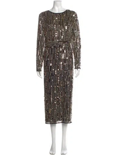 Pre-owned Mac Duggal Scoop Neck Long Dress In Black