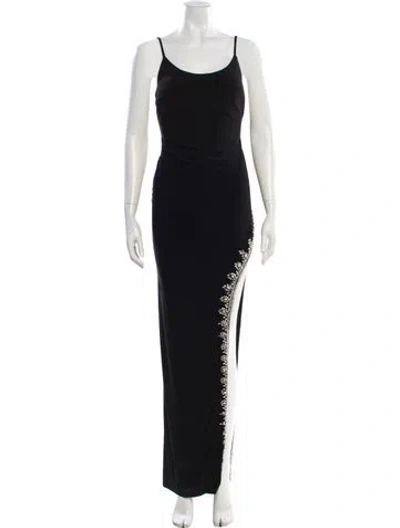 Pre-owned Mac Duggal Scoop Neck Long Dress In Black