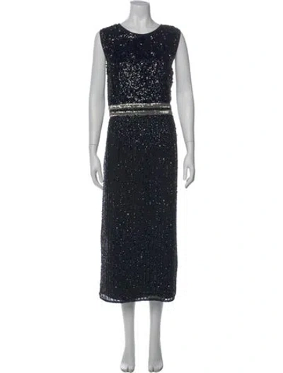 Pre-owned Mac Duggal Scoop Neck Long Dress In Black