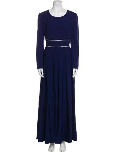 Pre-owned Mac Duggal Scoop Neck Long Dress In Blue