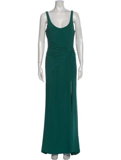 Pre-owned Mac Duggal Scoop Neck Long Dress In Green