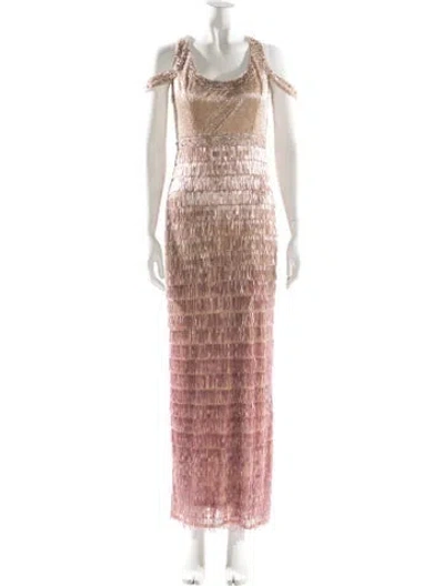 Pre-owned Mac Duggal Scoop Neck Long Dress In Neutral
