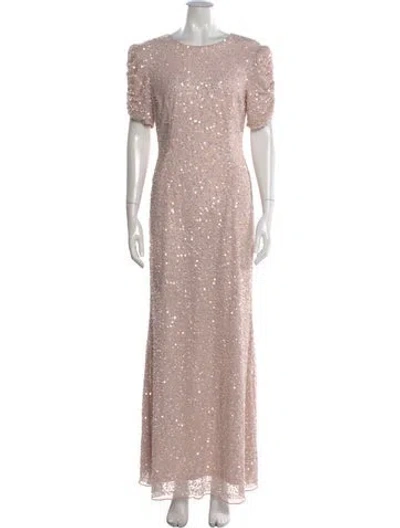 Pre-owned Mac Duggal Scoop Neck Long Dress In Pink