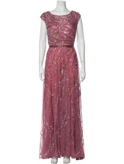 Pre-owned Mac Duggal Scoop Neck Long Dress In Pink