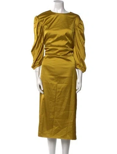 Pre-owned Mac Duggal Scoop Neck Long Dress W/ Tags In Yellow