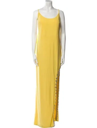 Pre-owned Mac Duggal Scoop Neck Long Dress In Yellow