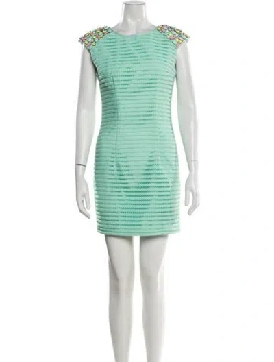 Pre-owned Mac Duggal Scoop Neck Mini Dress In Green