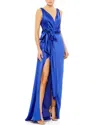 Mac Duggal Self Tie Draped Gown With Overlay Train