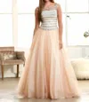 Mac Duggal Sequin Ball Gown In Nude/silver In Multi