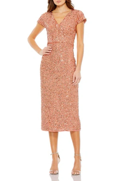 Mac Duggal Women's Sequin Faux Wrap Cocktail Dress In Copper