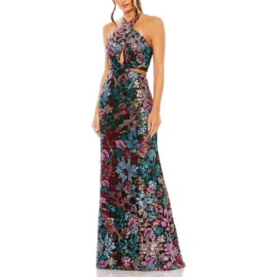 MAC DUGGAL MAC DUGGAL SEQUIN EMBELLISHED CROSS NECK GOWN