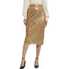 Mac Duggal Sequin Embellished Mesh Fitted Midi Pencil Skirt In Antique Gold