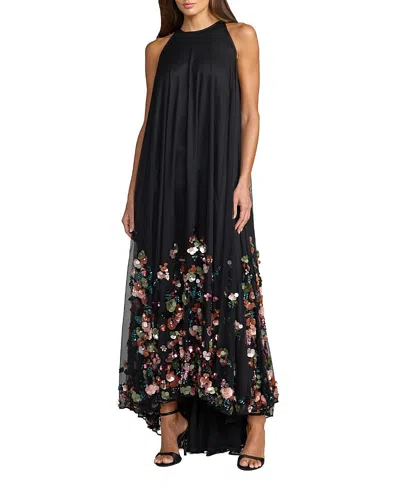 Mac Duggal Sequin Embellished Sleeveless High Low Gown In Black
