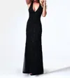 Mac Duggal Sequin Evening Gown With Cutout Back In Black In Black