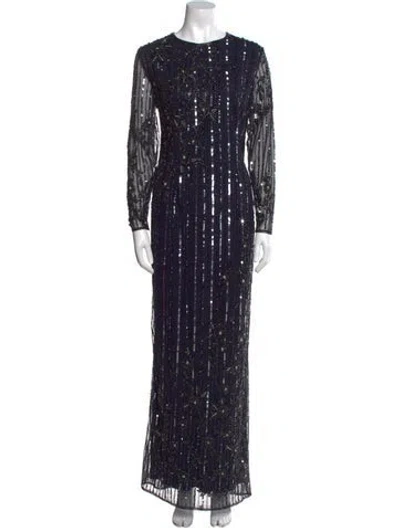 Pre-owned Mac Duggal Sequin Long Dress In Blue