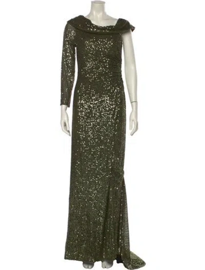 Pre-owned Mac Duggal Sequin Long Dress In Green