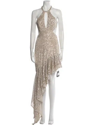 Pre-owned Mac Duggal Sequin Long Dress W/ Tags In Neutral