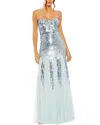 Mac Duggal Strapless Sequin Mesh Gown