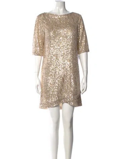 Pre-owned Mac Duggal Sequin Mini Dress In Neutral