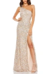 Mac Duggal 10729 Long One Shoulder Prom Dress In Brown