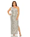 Mac Duggal Sequin One Shoulder Side Cutout Gown In Multi