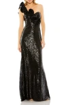 Mac Duggal Sequin Ruffled One Shoulder Gown