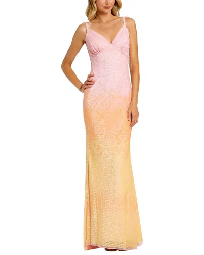 Mac Duggal Sequin Spaghetti Strap Cowl Back Mermaid Gown In Multi