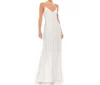 Mac Duggal Sequin Spaghetti Strap Gown In Pearl In White
