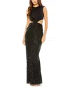 Mac Duggal Sequin Twist Cut Out Open Back Gown In Black