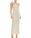 Mac Duggal Bow Sequin One-shoulder Column Gown