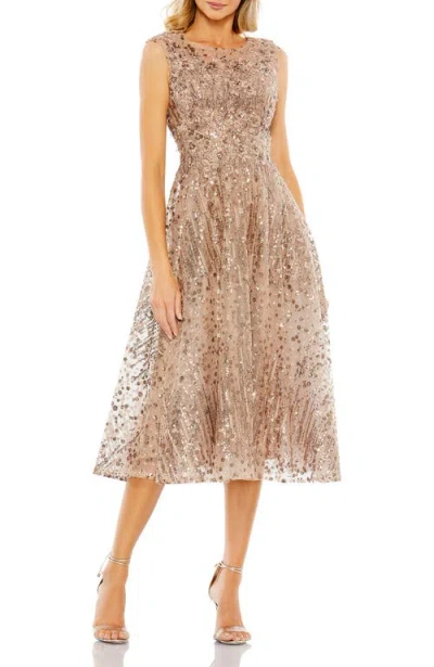 MAC DUGGAL MAC DUGGAL SEQUINED CAP SLEEVE FIT AND FLARE DRESS