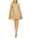 MAC DUGGAL SEQUINED CAPE WOMEN'S SLEEVE MINI DRESS