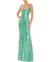 Mac Duggal Sequined Column Gown In Blue