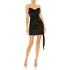 Mac Duggal Sequined Cowl Neck Mini Dress In Black