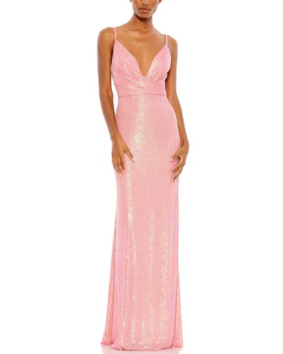 MAC DUGGAL MAC DUGGAL SEQUINED DRAPED V NECK GOWN