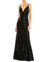 Mac Duggal Plunge Neck Sequin Gown In Black