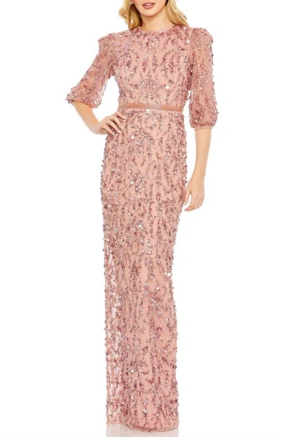 MAC DUGGAL MAC DUGGAL SEQUINED ELBOW SLEEVE GOWN