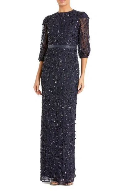 MAC DUGGAL MAC DUGGAL SEQUINED ELBOW SLEEVE GOWN